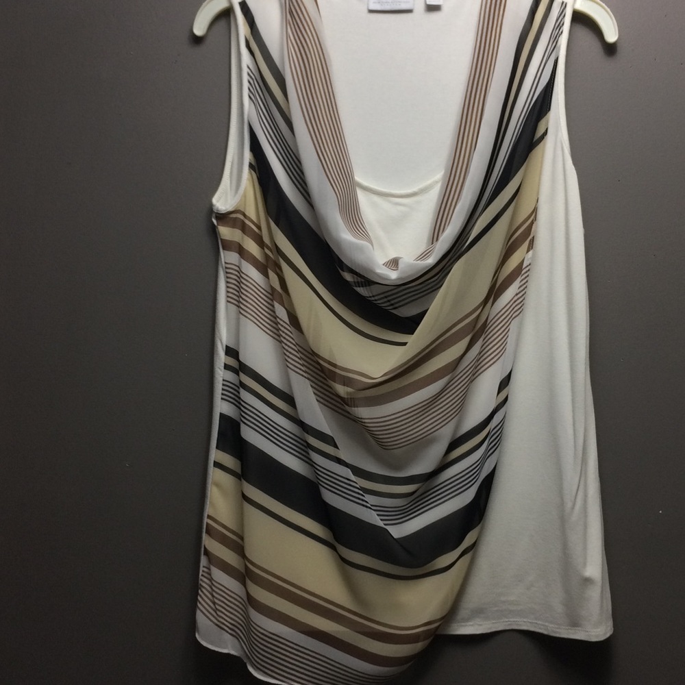 Brown and white tank
